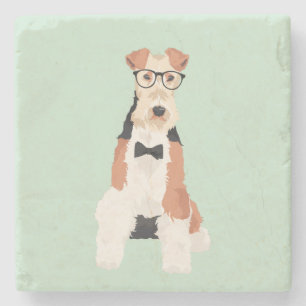 Hipstercooler Fox-Terrier-Draht-Hund für Steinuntersetzer