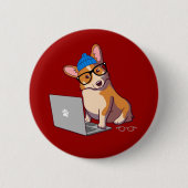 HipsterCorgi 2 (ohne Text) Button (Vorderseite)