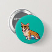 Hipstercorgi-Knopf Button (Vorne & Hinten)