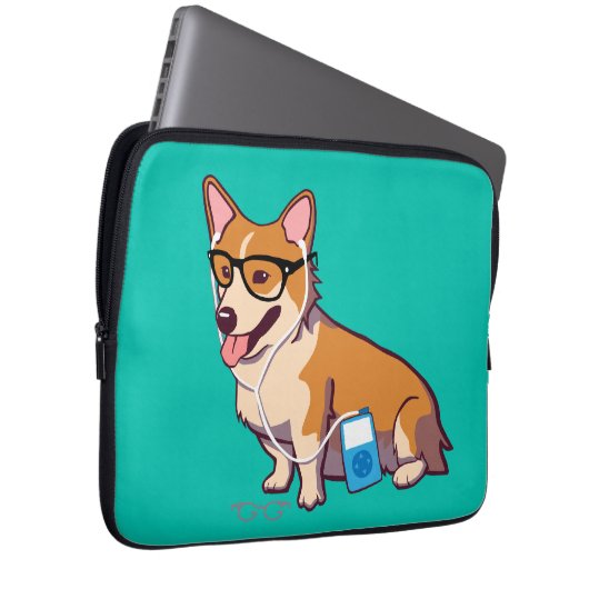 Hipstercorgi-Laptop-Hülse (ohne Text) Laptopschutzhülle (Vorne Rechts)