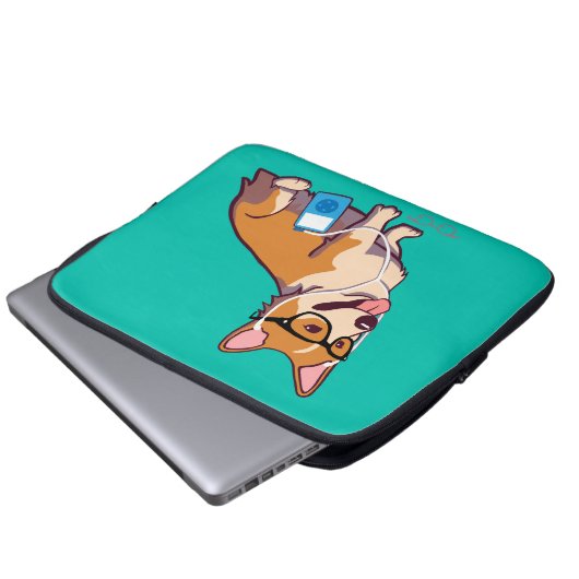 Hipstercorgi-Laptop-Hülse (ohne Text) Laptopschutzhülle (Vorne Knopf)