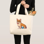 HipsterCorgi (ohne Text) Jumbo Stoffbeutel (Vorderseite (Produkt))