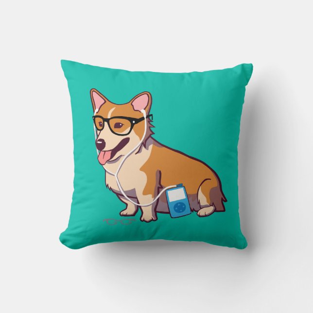 HipsterCorgi (ohne Text) Kissen (Vorderseite)