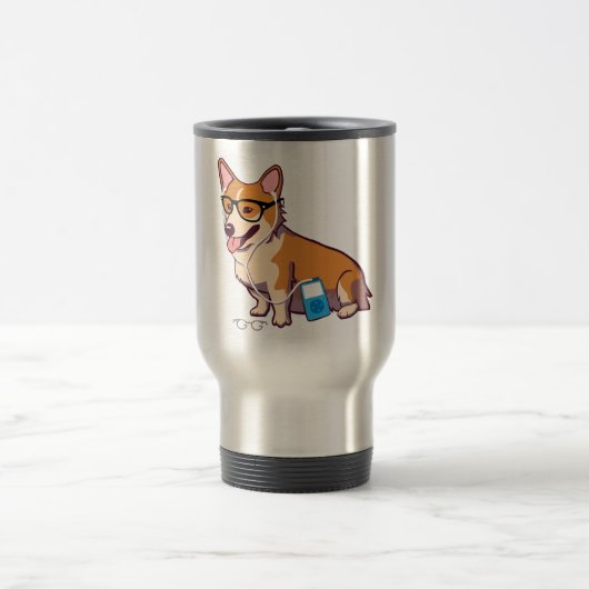 HipsterCorgi (ohne Text) Reisebecher (Mittel)