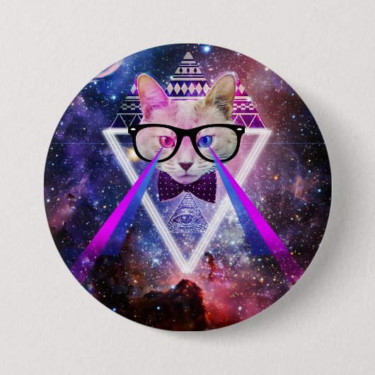 Hipstergalaxiekatze Button (Vorderseite)