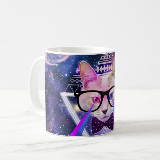 Hipstergalaxiekatze Kaffeetasse (Vorderseite Links)