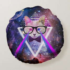 Hipstergalaxiekatze Rundes Kissen