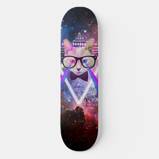 Hipstergalaxiekatze Skateboard (Vorderseite)