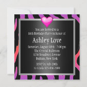 Hipsterlila Zebra 16. Geburtstag Einladung (Rückseite)