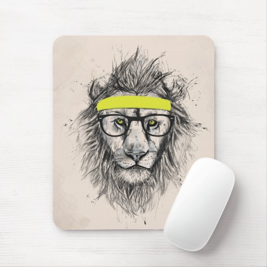 Hipsterlöwe (heller Hintergrund) Mousepad (Mit Mouse)