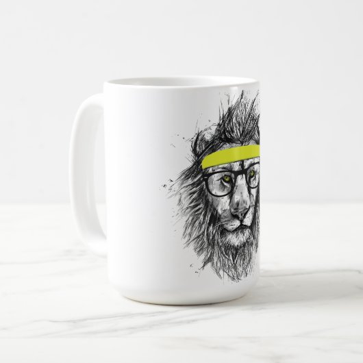 Hipsterlöwe Kaffeetasse (Vorderseite Links)