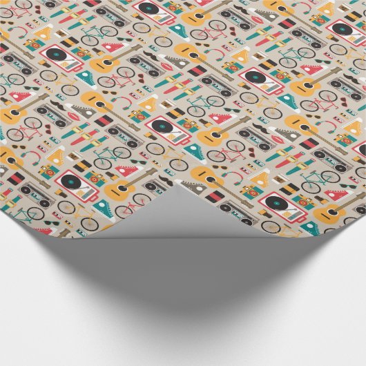 Hipsterrific Hipster-Sache-Muster (Cinereous) Geschenkpapier (Ecke)