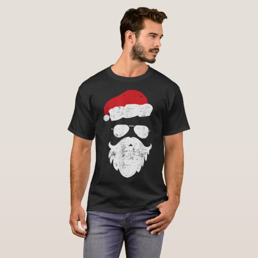 Hipsters Santa Beard Aviator Sonnenbrille Xmas Chr T-Shirt (Vorne ganz)