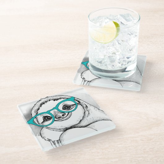 HipsterSloth Glasuntersetzer (Schrägansicht)