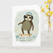HipsterSloth | Rollin mit meinen langsamen Staus Karte (Gelbe Blume)