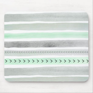 Hipstertadelloser grüner grauer Watercolor Stripes Mousepad