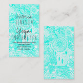 Hipstertürkis dreamcatcher Blumengekritzelyoga Visitenkarte (Vorne/Hinten)