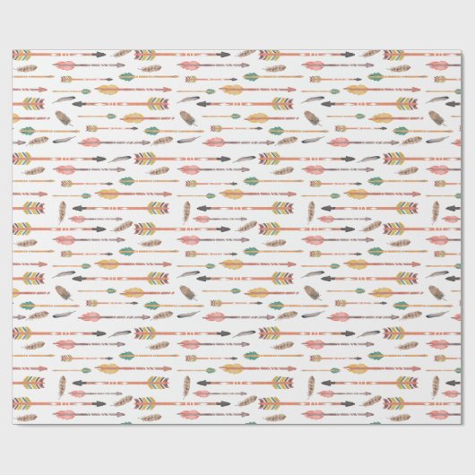 Hipsterwatercolor-Pfeile u. Federn Geschenkpapier (Flach)