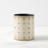 Hiragana Japanische Charaktere Romaji Vintag Style Tasse (Zentrum)