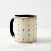 Hiragana Japanische Charaktere Romaji Vintag Style Tasse (Vorderseite Links)