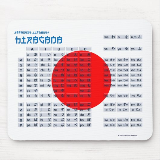 Hiragana-japanisches Alphabet Mousepad (Flagge) (Vorne)