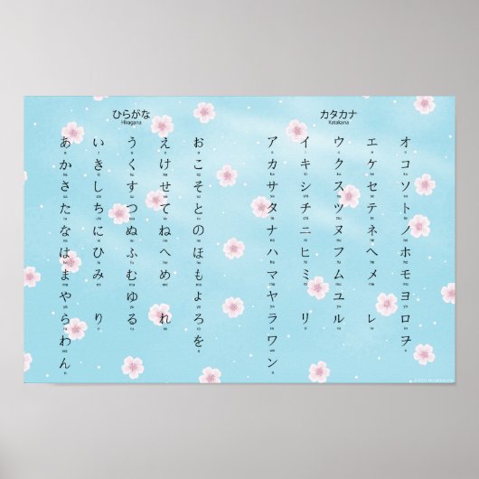 Hiragana Katakana Japanische Sakura Blüten Poster (Vorne)