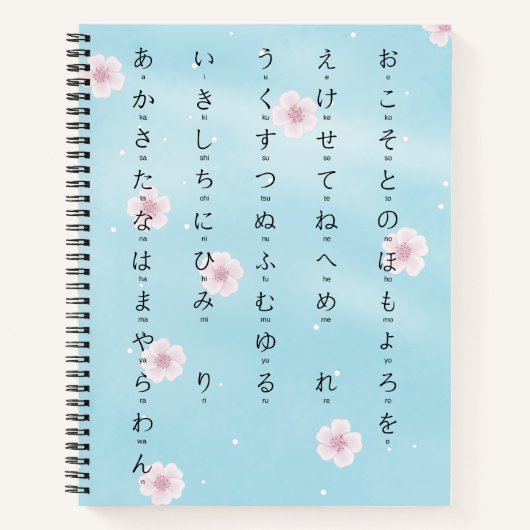 Hiragana Katakana Sakura Blüten Japanischer Studen Notizblock (Vorderseite)