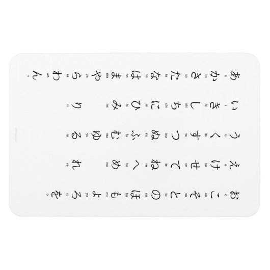 Hiragana mit Romaji Japanisch lernen Magnet (Horizontal)
