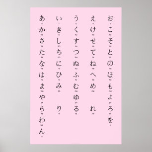 Hiragana mit Romaji Japanisch lernen Poster