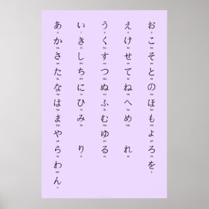 Hiragana mit Romaji Japanisch lernen Poster