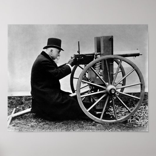 Hiram Maxim feuert seine Maxim Maschinenwaffe - 18 Poster (Vorne)