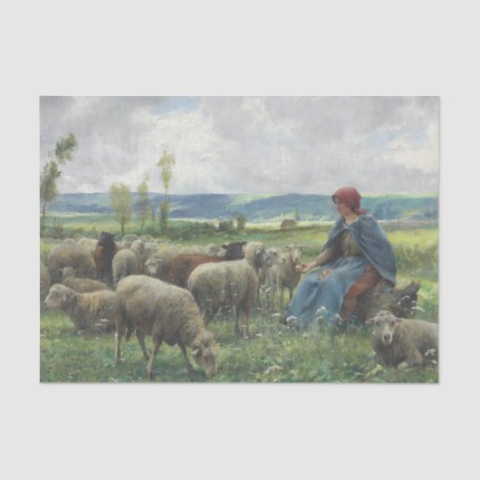 Hirdess and Sheep von Julien Dupre Seidenpapier (Vorderseite)