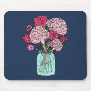 Hirn-Blumenstrauß Mousepad