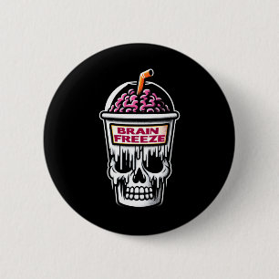 Hirn gefroren Totenkopf Gruseliger Halloween-Geträ Button