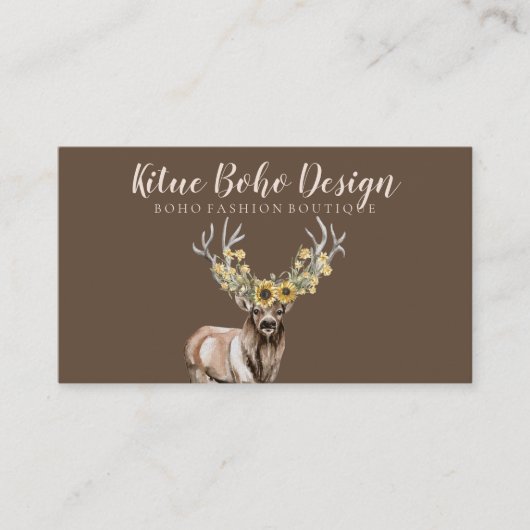 Hirn Horn Antler Brown Blush Pink Visitenkarte (Vorderseite)