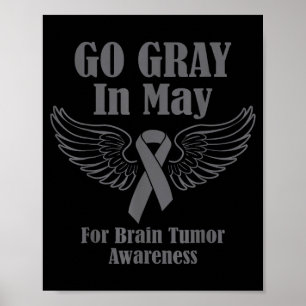 Hirn-Tumor-Bewusstsein tragen Sie im Mai grau star Poster