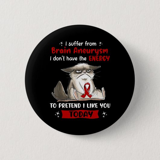 Hirnaneurysma Awareness Fun Cat Button (Vorderseite)