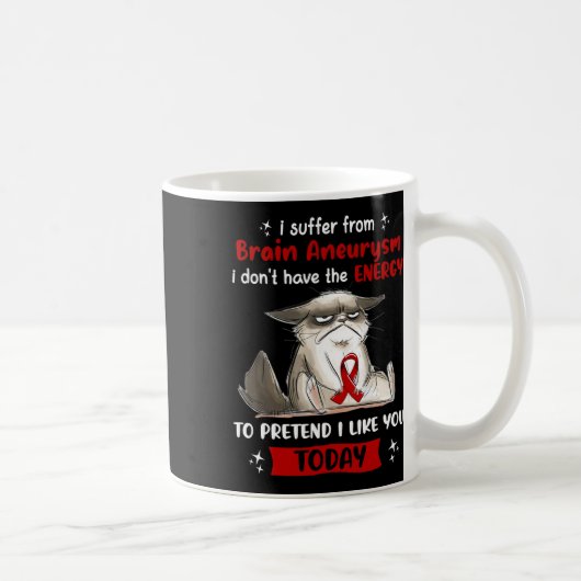 Hirnaneurysma Awareness Fun Cat Kaffeetasse (Rechts)