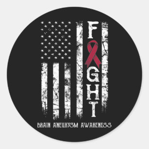 Hirnaneurysma-Krieger US-Flagge Runder Aufkleber