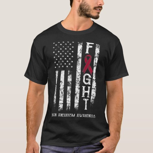 Hirnaneurysma-Krieger US-Flagge T-Shirt (Vorderseite)