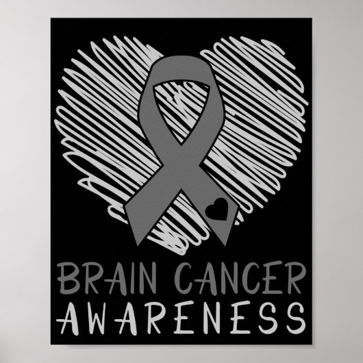 Hirnkrebs Bewusstsein Gehirn Tumor Gray Ribbon Poster (Vorne)