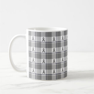 Hirnkrebs-Bewusstseins-Plaid Graues Band Kaffeetasse