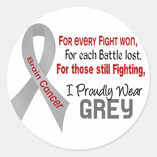Hirnkrebs für jeden....ich trage stolz Grau 1 Runder Aufkleber (Vorderseite)