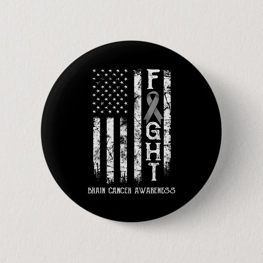 Hirnkrebs Krieger Us Flag Überlebender Design Button (Vorderseite)