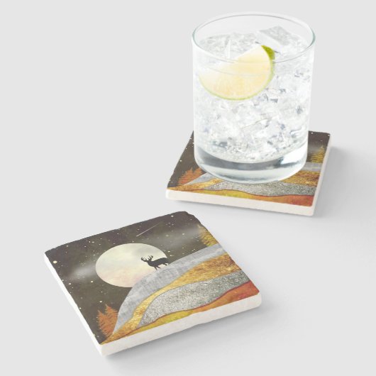 Hirnmoon Landscape Steinuntersetzer (Seitenansicht)