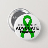 Hirnpalsy-Advocate-Ribbon-Weiße Taste Button (Vorne & Hinten)