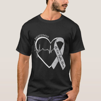 Hirntumor-Bewusstsein Herz Hirnkrebs Grau T-Shirt