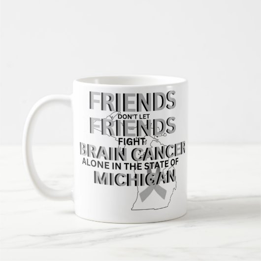 Hirntumor-Bewusstsein in Michigan Kaffeetasse (Links)
