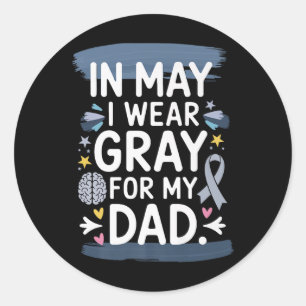 Hirntumor-Bewusstsein Monat Gray Ribbon Apparel ic Runder Aufkleber