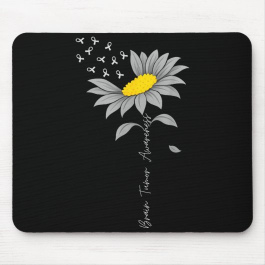 Hirntumor-Bewusstsein Sonnenblume graues Band Gehi Mousepad (Vorne)